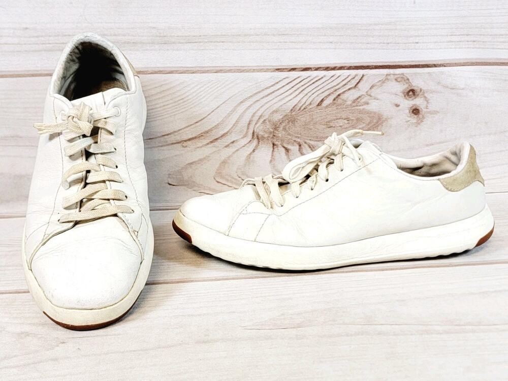 Cole Haan Mens GrandPro Tennis Sneakers White Leather C22574 Size 9